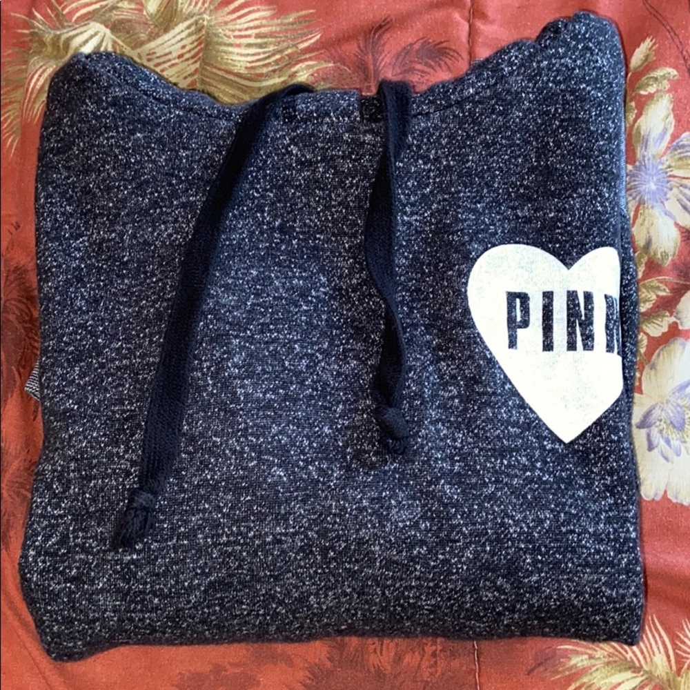 2/$20 dark grey PINK drawstring HOODIE SZ S